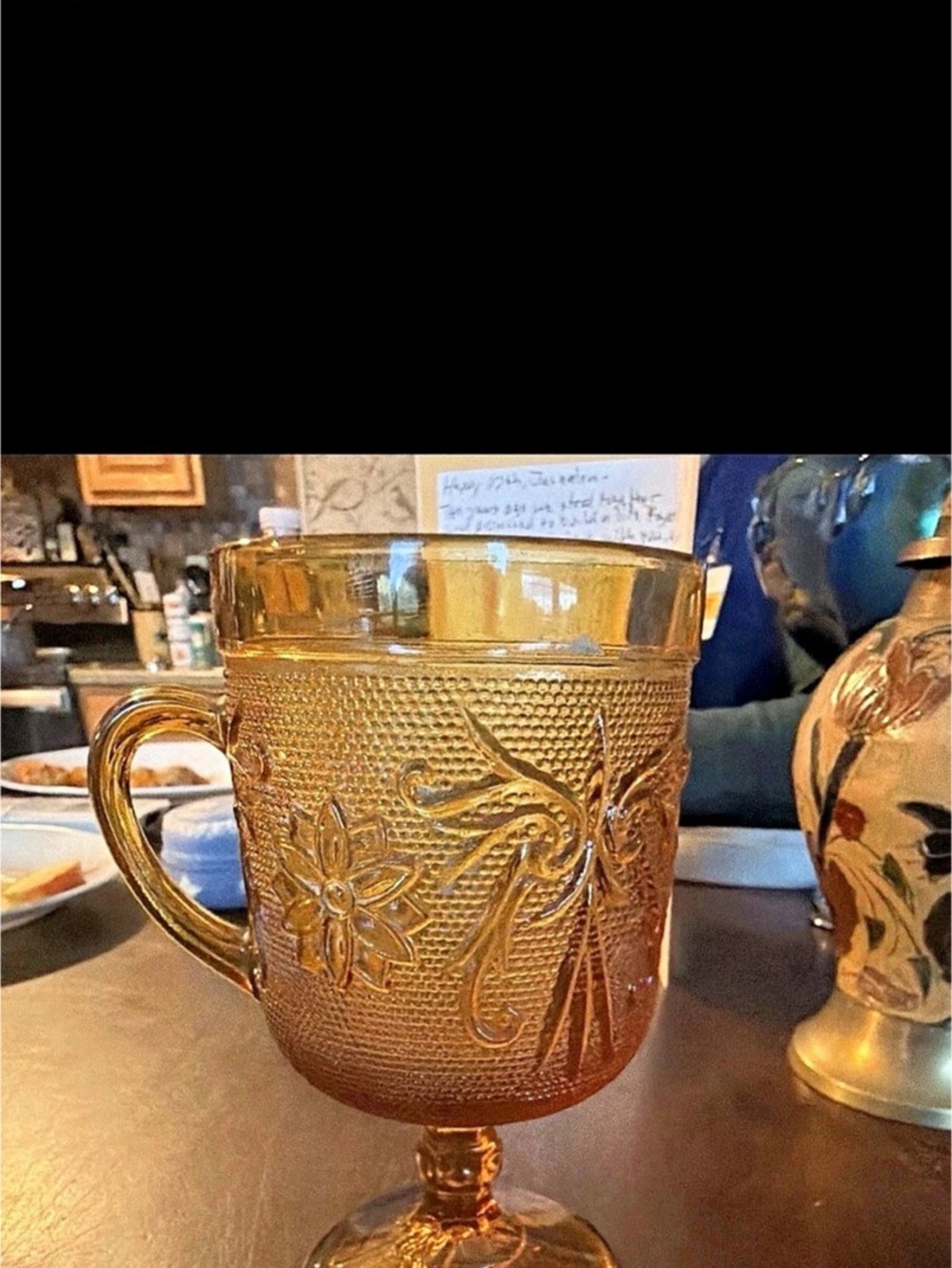 Indiana Glass Tiara Sandwich Amber Footed Mug